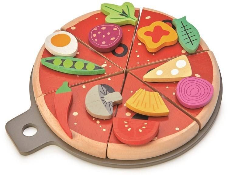 Drewniana pizza z dodatkami na rzepy, Tender Leaf Toys