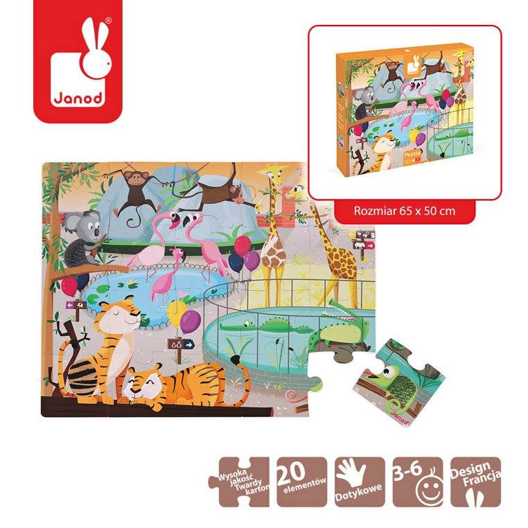 Janod - Puzzle sensoryczne Wycieczka do zoo 20 elementów