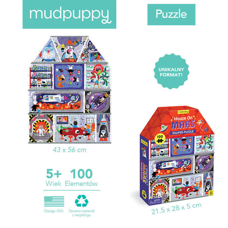 Mudpuppy Puzzle konturowe Dom na Marsie 100 elementów 5+