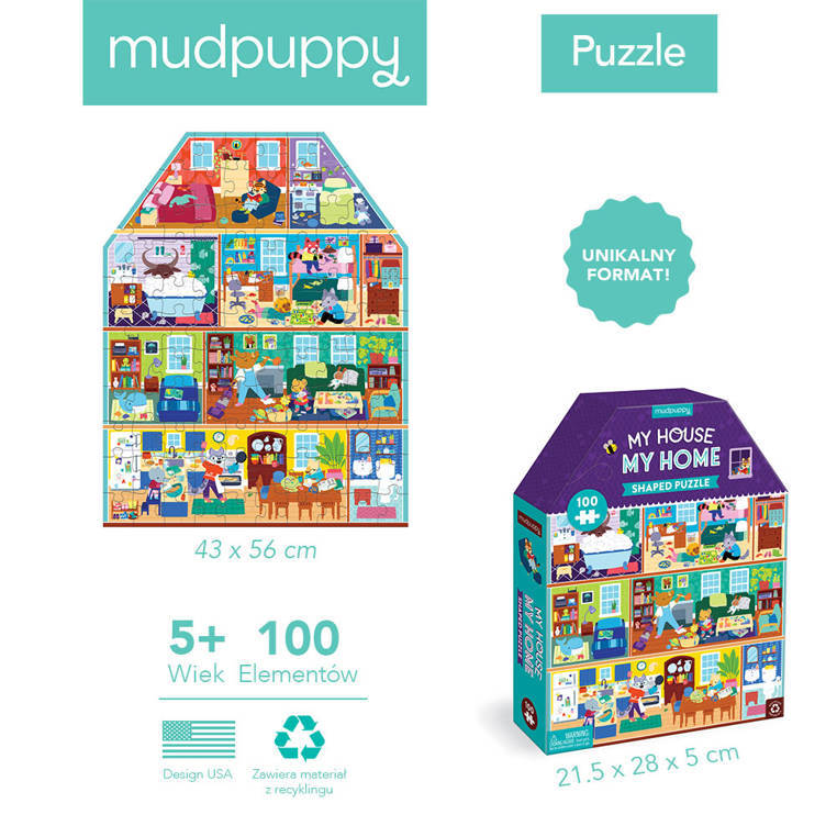 Mudpuppy Puzzle konturowe Mój dom 100 elementów 5+