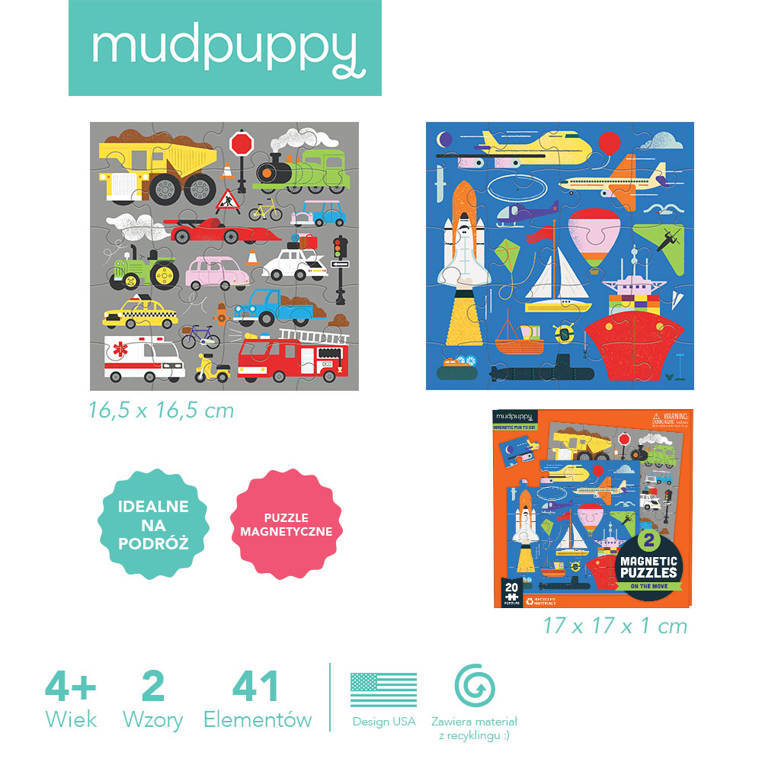 Mudpuppy Puzzle magnetyczne 2w1 Środki transportu 20 elementów 4+