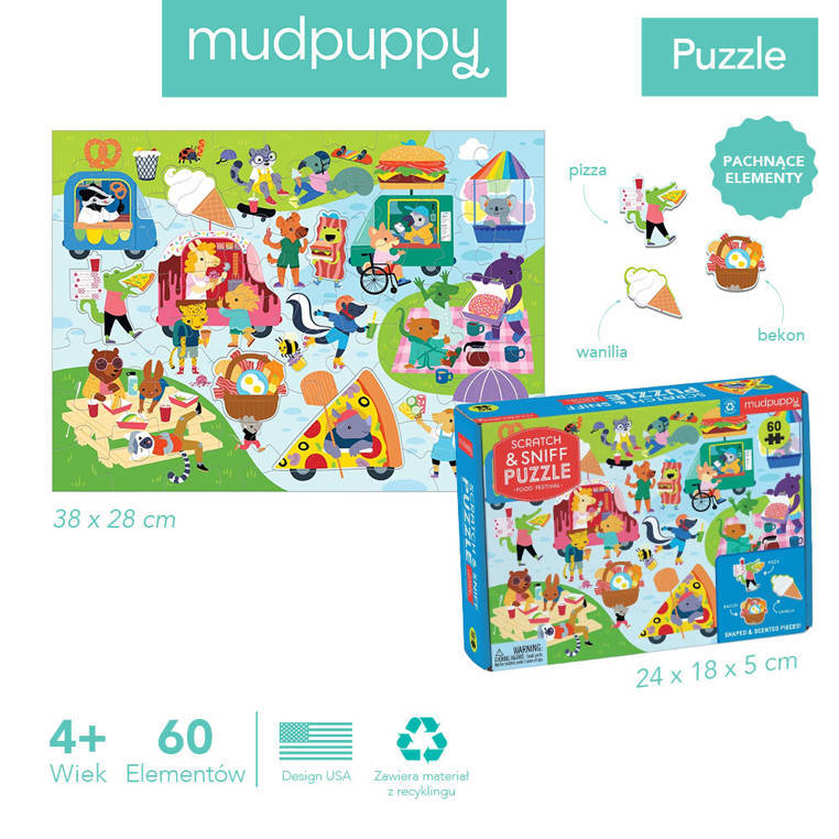 Mudpuppy Puzzle sensoryczne z elementami zapachowymi Festiwal smaków 60 elementów 4+