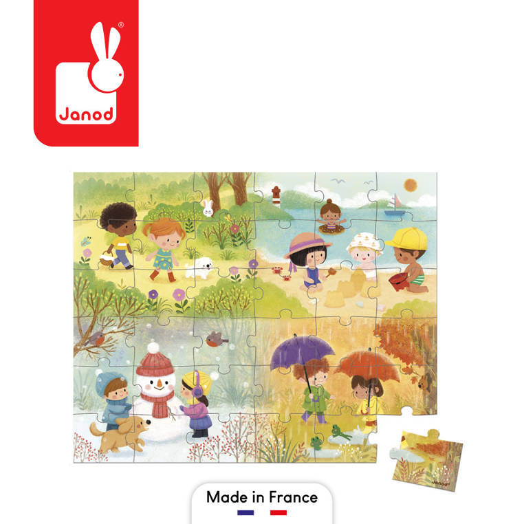 Puzzle w walizce Pory roku 36 elementów 4+ Made in France, Janod