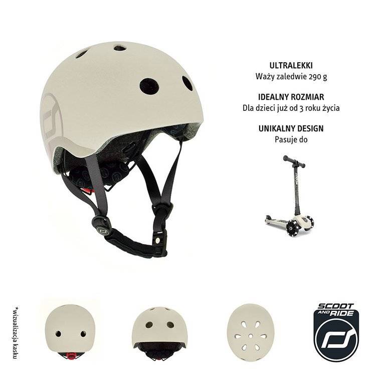 SCOOTANDRIDE - Kask S-M dla dzieci 3+ - Ash