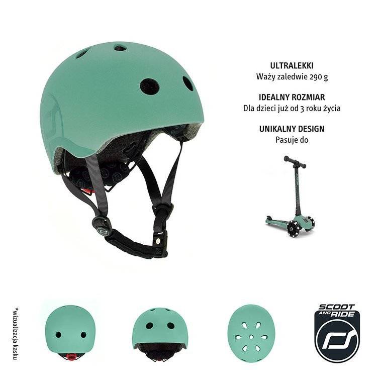 SCOOTANDRIDE - Kask S-M dla dzieci 3+ - Forest