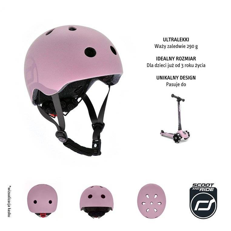 SCOOTANDRIDE - Kask S-M dla dzieci 3+ - Rose