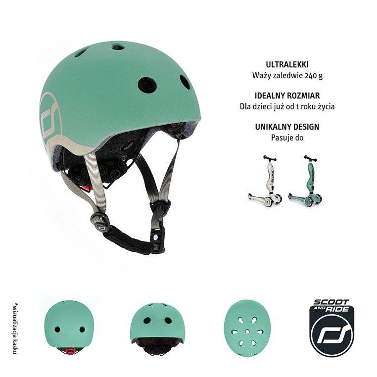 SCOOTANDRIDE - Kask XXS-S dla dzieci 1-5 lat - Forest