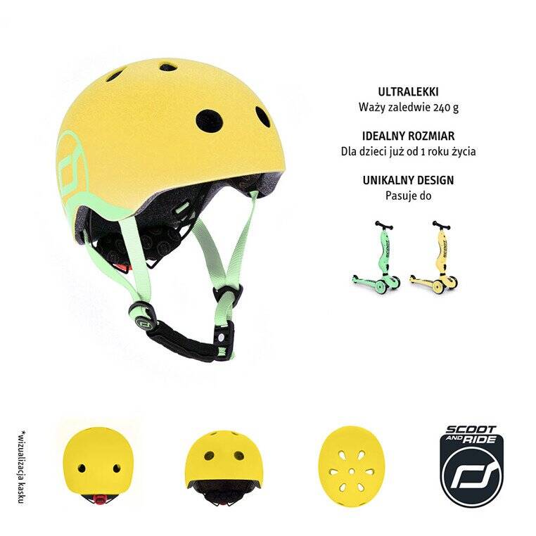 SCOOTANDRIDE - Kask XXS-S dla dzieci 1-5 lat - Lemon