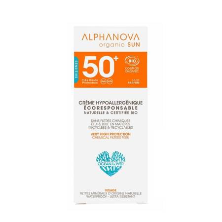 Alphanova Sun,  Krem przeciwsłoneczny, hipoalergiczny, wodoodporny, filtr SPF50, 50g