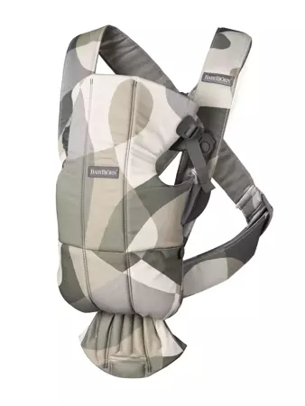 BABYBJORN MINI Cotton – nosidełko, Khaki/Green Print