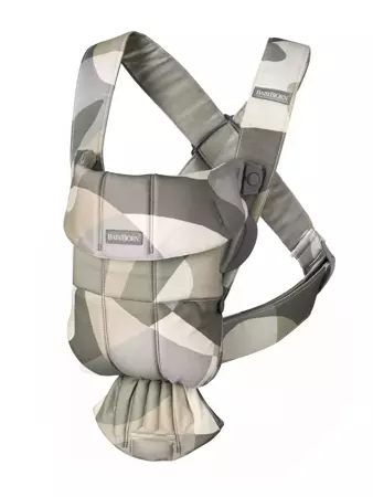 BABYBJORN MINI Cotton – nosidełko, Khaki/Green Print