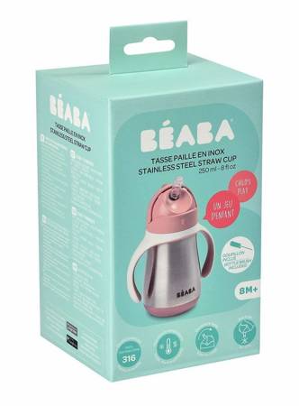 BEABA - Bidon termiczny termobutelka ze słomką 250 ml Old Pink