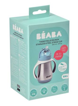 BEABA - Bidon termiczny termobutelka ze słomką 250 ml Windy Blue