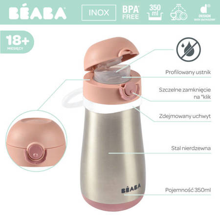 Beaba - Bidon termiczny termobutelka 350 ml - Old pink