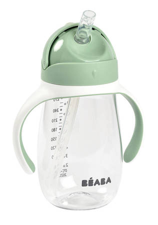 Beaba Butelka kubek niekapek tritanowa ze słomką 300 ml Sage green