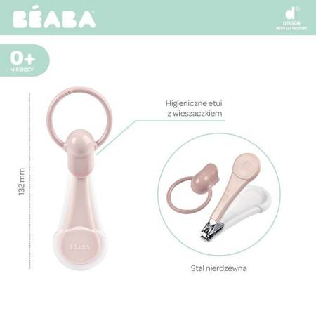 Beaba - Cążki do paznokci w etui - Old Pink