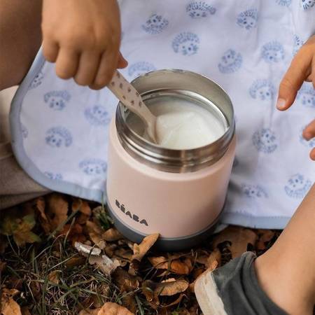 Beaba Pojemnik - termos obiadowy ze stali nierdzewnej z hermetycznym zamknięciem 300 ml dark mist/light pink