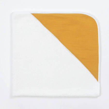 Bimbla - Bambusowy ręcznik z muślinowym kapturkiem - Musztardowy