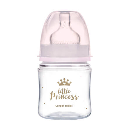 Butelka szeroka antykolkowa Canpol babies 120 ml PP EasyStart ROYAL BABY - Różowa