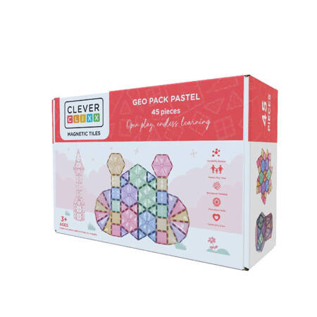 Cleverclixx - Klocki magnetyczne Geo Pack Pastel - 45 el.