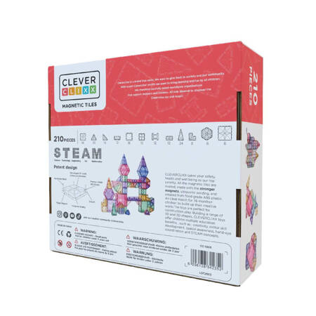 Cleverclixx - Klocki magnetyczne Mega Creative Pack Pastel - 210 el.