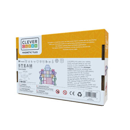 Cleverclixx - Klocki magnetyczne Petite Pastel Pack - 36 el.