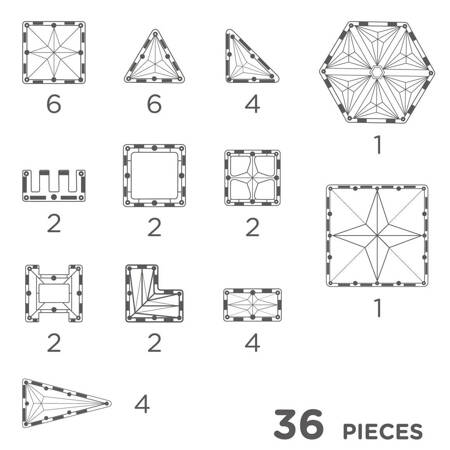 Cleverclixx - Klocki magnetyczne Petite Pastel Pack - 36 el.