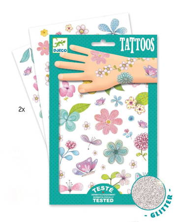 Djeco - Tatuaże brokatowe - Kwiaty