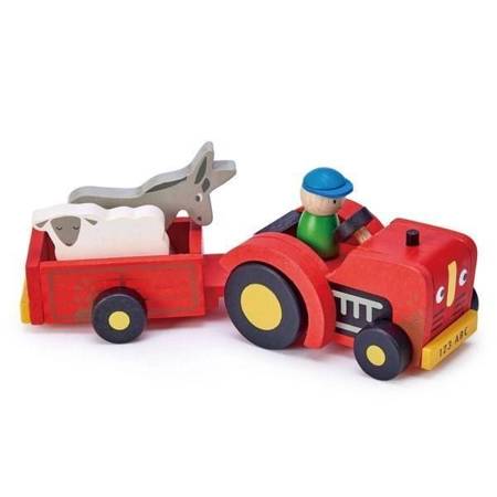 Drewniany traktor z przyczepą ze zwierzątkami, Tender Leaf Toys