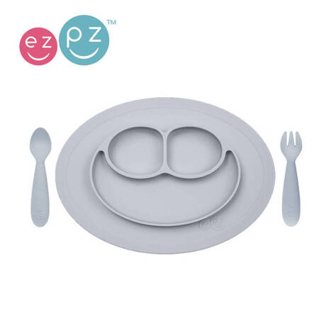 EZPZ Komplet naczyń silikonowych Mini Feeding Set pastelowa szarość