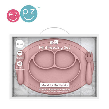 EZPZ Komplet naczyń silikonowych Mini Feeding Set pastelowy róż