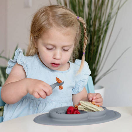 EZPZ Komplet naczyń silikonowych Mini Feeding Set szary