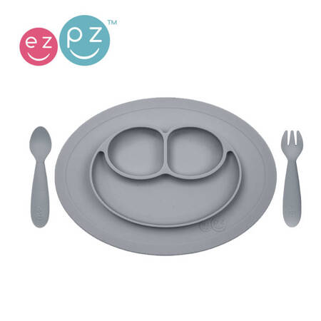 EZPZ Komplet naczyń silikonowych Mini Feeding Set szary