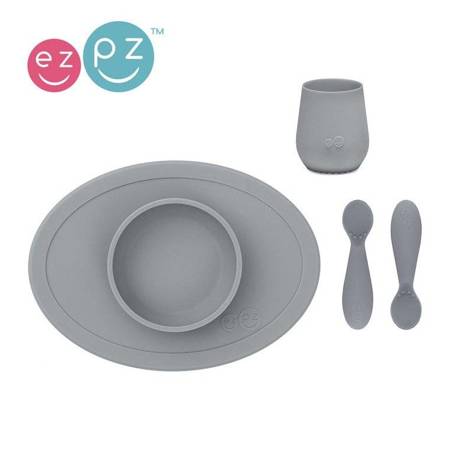 EZPZ - Komplet pierwszych naczyń silikonowych First Foods Set - Szary