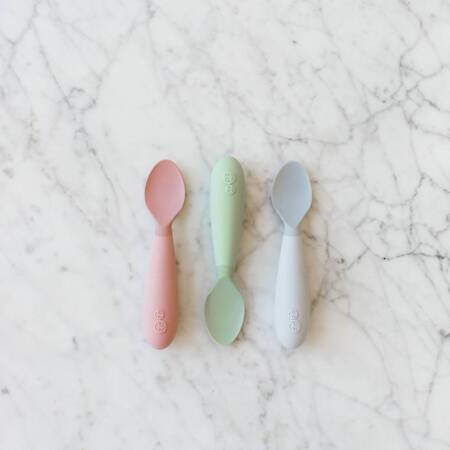 EZPZ Komplet silikonowych sztućców Mini Utensils pastelowa szarość