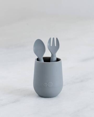 EZPZ Komplet silikonowych sztućców Mini Utensils szary