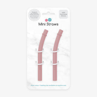 EZPZ Silikonowy kubeczek ze słomką Mini Cup + Straw Training System 120 ml + 2 słomki GRATIS pastelowy róż