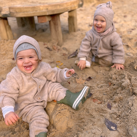 Engel Natur - Kombinezon z kapturem z wełny merino - Sand Melange