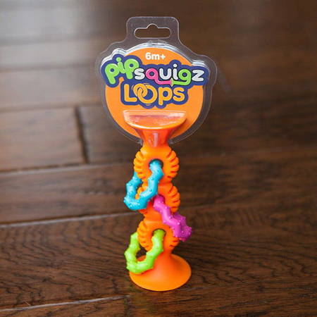 Fat Brain Toy - Bobo Przyssawka Grzechotka PipSquigz Loops - Pomarańczowa