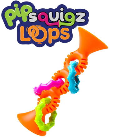 Fat Brain Toy - Bobo Przyssawka Grzechotka PipSquigz Loops - Pomarańczowa