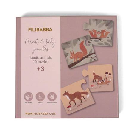 Filibabba Puzzle Mama i dziecko Nordic animals