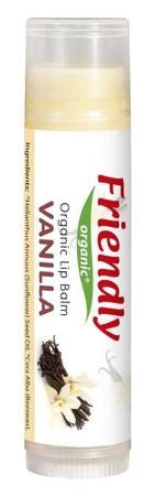 Friendly Organic, Organiczny balsam do ust, waniliowy, 4,25g