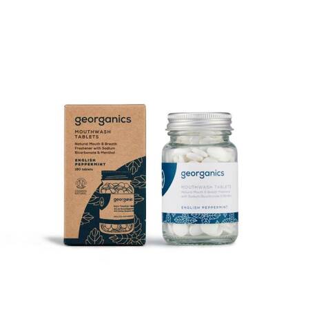 Georganics, Naturalne tabletki do płukania jamy ustnej Peppermint, 180 tabletek