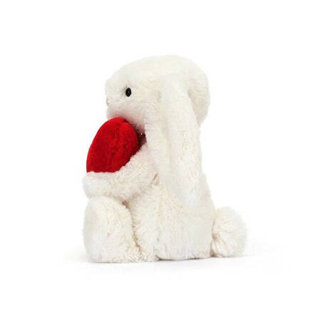 JellyCat - Króliczek Kremowy z Czerwonym Sercem 18 cm