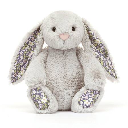 JellyCat - Króliczek z Kwiecistymi Uszami Srebrny „Bloom” 31 cm