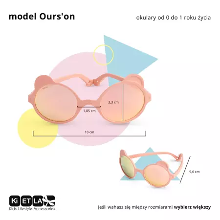 Ki ET LA - Okulary przeciwsłoneczne OURS'ON PEACH, wiek 0-1