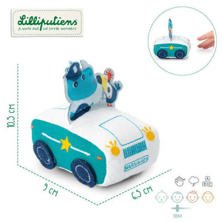 LILLIPUTIENS Miękkie auto z napędem pull-back Nosorożec Marius 18 m+