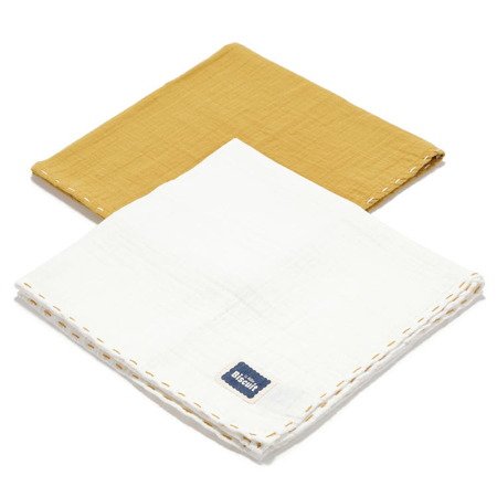La Millou - Biscuit Collection - 2 pack Pieluszka 100% Cotton Muslin - Honey & Off White