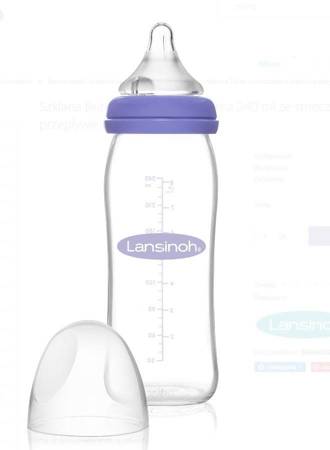 Lansinoh - Glass Feeding Bottle 240ml - Szklana butelka do karmienia 240ml + smoczek NaturalWave