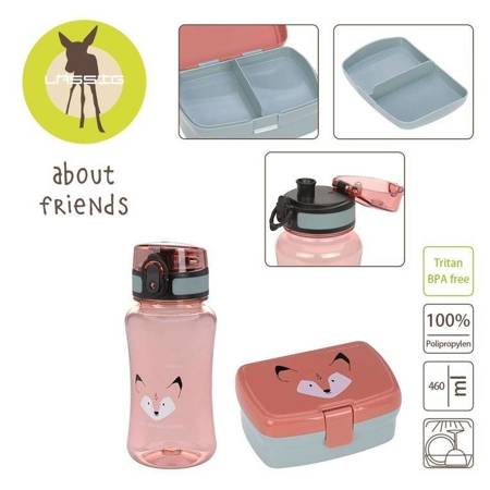 Lassig - Zestaw na lunch Lunchbox + Tritanowa butelka bidon 460 ml - About Friends Lis